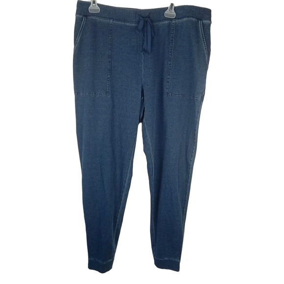 Pure J Jill Indigo Joggers Women's M Tall Chambray Thin Sweatpants Pockets - Picture 1 of 3